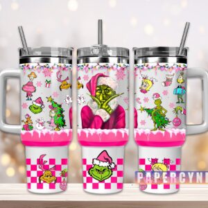 The Grinch Custom Stanley Quencher 40oz Stainless Steel Tumbler With Handle