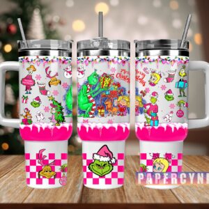 The Grinch Custom Stanley Quencher 40oz Stainless Steel Tumbler With Handle