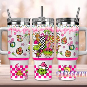 The Grinch Custom Stanley Quencher 40oz Stainless Steel Tumbler With Handle