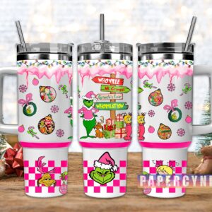 The Grinch Custom Stanley Quencher 40oz Stainless Steel Tumbler With Handle