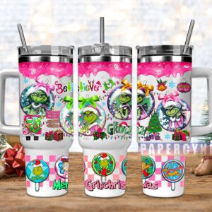 The Grinch Custom Stanley Quencher 40oz Stainless Steel Tumbler With Handle