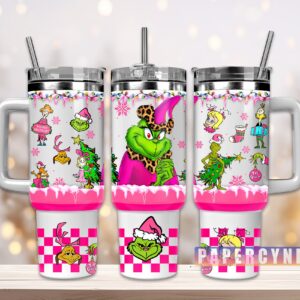 The Grinch Custom Stanley Quencher 40oz Stainless Steel Tumbler With Handle