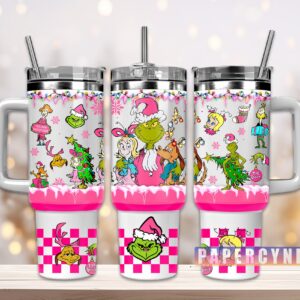 The Grinch Custom Stanley Quencher 40oz Stainless Steel Tumbler With Handle