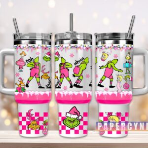 The Grinch Custom Stanley Quencher 40oz Stainless Steel Tumbler With Handle
