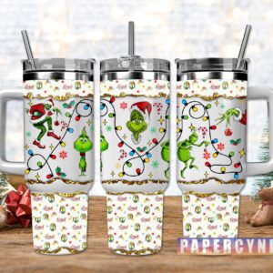 The Grinch Custom Stanley Quencher 40oz Stainless Steel Tumbler With Handle