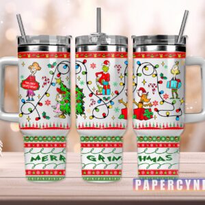 The Grinch Custom Stanley Quencher 40oz Stainless Steel Tumbler With Handle