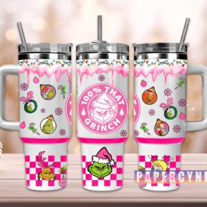 The Grinch Custom Stanley Quencher 40oz Stainless Steel Tumbler With Handle