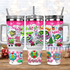 The Grinch Custom Stanley Quencher 40oz Stainless Steel Tumbler With Handle