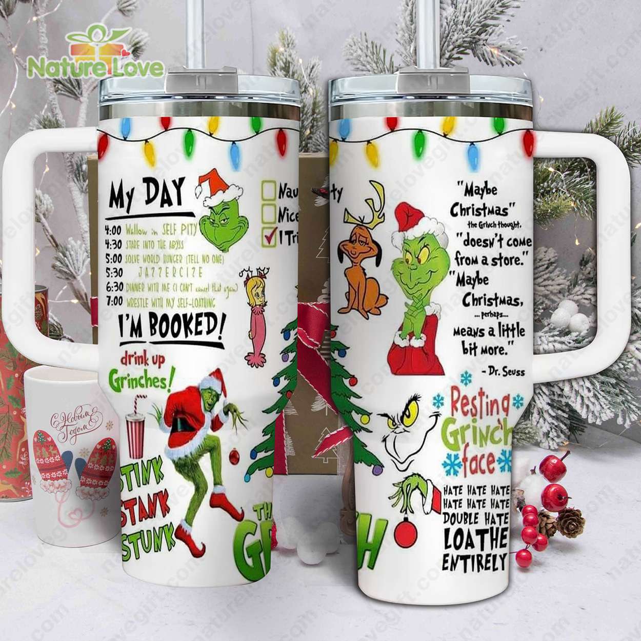The Grinch Disney Movies Custom Stanley Quencher 40oz Stainless Steel Tumbler With Handle