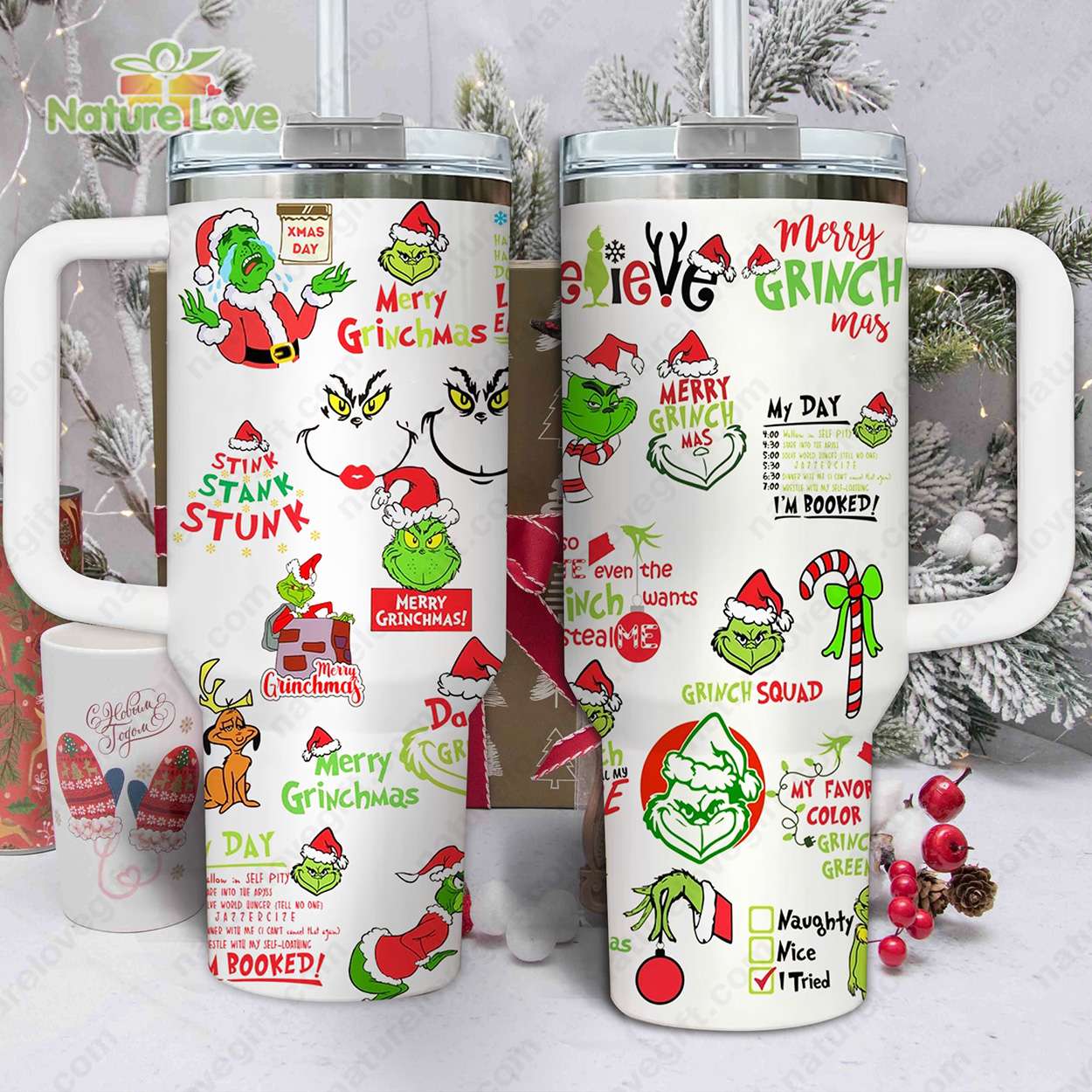 The Grinch Disney Movies Custom Stanley Quencher 40oz Stainless Steel Tumbler With Handle