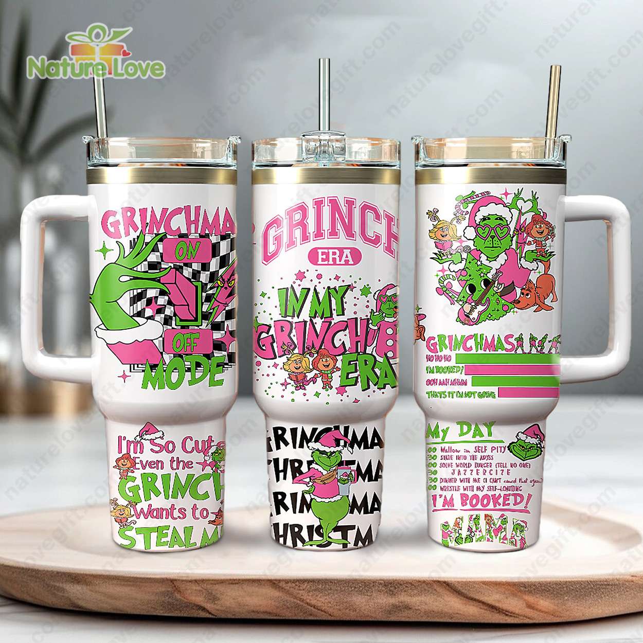 The Grinch Disney Movies Custom Stanley Quencher 40oz Stainless Steel Tumbler With Handle