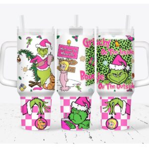 The Grinch Merry Xmas Movies Custom Stanley Quencher 40oz Stainless Steel Tumbler With Handle