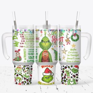The Grinch Merry Xmas Movies Custom Stanley Quencher 40oz Stainless Steel Tumbler With Handle