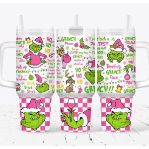 The Grinch Merry Xmas Movies Custom Stanley Quencher 40oz Stainless Steel Tumbler With Handle