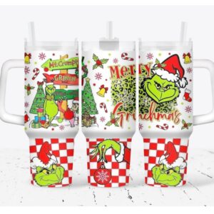 The Grinch Merry Xmas Movies Custom Stanley Quencher 40oz Stainless Steel Tumbler With Handle