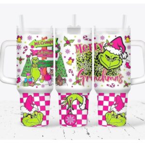 The Grinch Merry Xmas Movies Custom Stanley Quencher 40oz Stainless Steel Tumbler With Handle