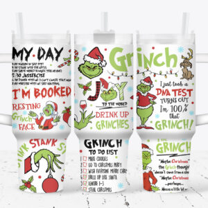 The Grinch Merry Xmas Movies Custom Stanley Quencher 40oz Stainless Steel Tumbler With Handle