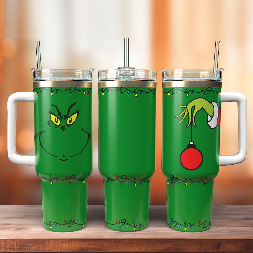 The Grinch Movie Cartoon Custom Stanley Quencher 40oz Stainless Steel Tumbler With Handle
