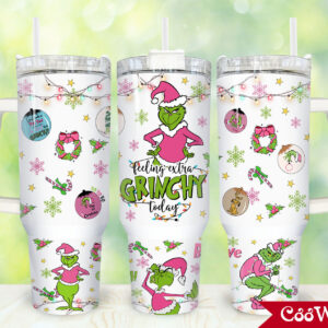 The Grinch Movies Custom Stanley Quencher 40oz Stainless Steel Tumbler With Handle