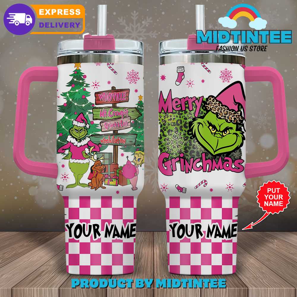 The Grinch Movies Custom Stanley Quencher 40oz Stainless Steel Tumbler With Handle