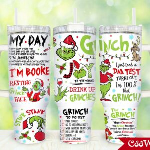 The Grinch Movies Custom Stanley Quencher 40oz Stainless Steel Tumbler With Handle