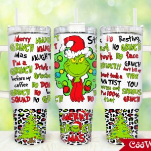 The Grinch Movies Custom Stanley Quencher 40oz Stainless Steel Tumbler With Handle
