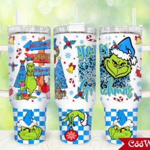 The Grinch Movies Custom Stanley Quencher 40oz Stainless Steel Tumbler With Handle