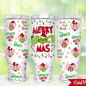 The Grinch Movies Custom Stanley Quencher 40oz Stainless Steel Tumbler With Handle