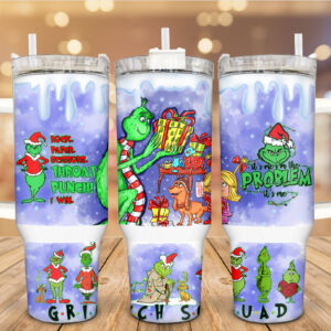 The Grinch Movies Custom Stanley Quencher 40oz Stainless Steel Tumbler With Handle