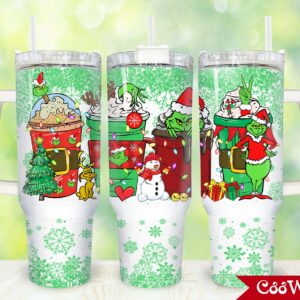 The Grinch Movies Custom Stanley Quencher 40oz Stainless Steel Tumbler With Handle
