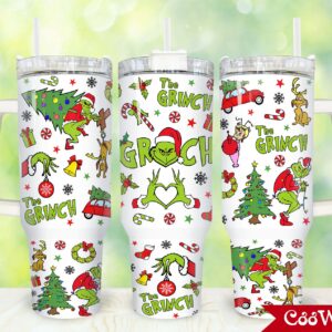The Grinch Movies Custom Stanley Quencher 40oz Stainless Steel Tumbler With Handle