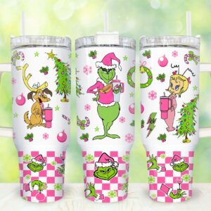 The Grinch Movies Custom Stanley Quencher 40oz Stainless Steel Tumbler With Handle