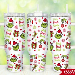 The Grinch Movies Custom Stanley Quencher 40oz Stainless Steel Tumbler With Handle