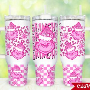 The Grinch Movies Custom Stanley Quencher 40oz Stainless Steel Tumbler With Handle