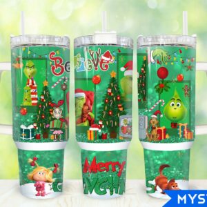 The Grinch Movies Custom Stanley Quencher 40oz Stainless Steel Tumbler With Handle