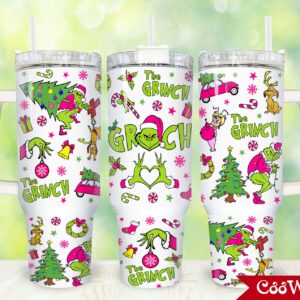 The Grinch Movies Custom Stanley Quencher 40oz Stainless Steel Tumbler With Handle