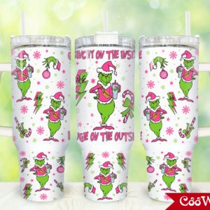 The Grinch Movies Custom Stanley Quencher 40oz Stainless Steel Tumbler With Handle