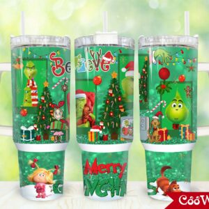The Grinch Movies Custom Stanley Quencher 40oz Stainless Steel Tumbler With Handle