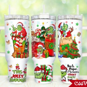 The Grinch Movies Custom Stanley Quencher 40oz Stainless Steel Tumbler With Handle