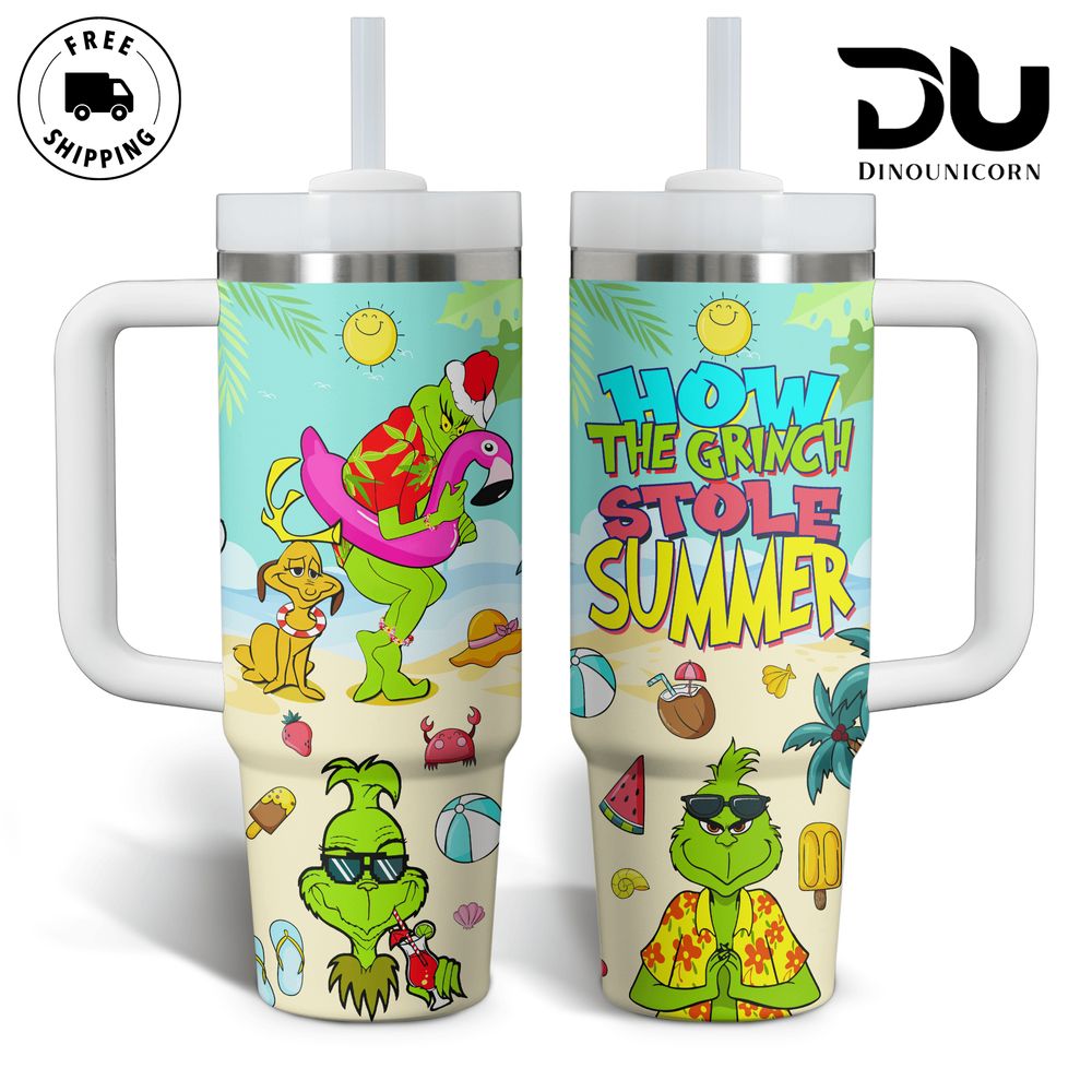 The Grinch Movies Custom Stanley Quencher 40oz Stainless Steel Tumbler With Handle