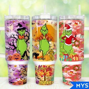 The Grinch Movies Custom Stanley Quencher 40oz Stainless Steel Tumbler With Handle