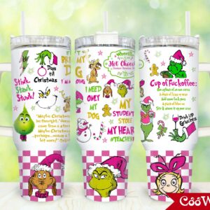 The Grinch Movies Custom Stanley Quencher 40oz Stainless Steel Tumbler With Handle