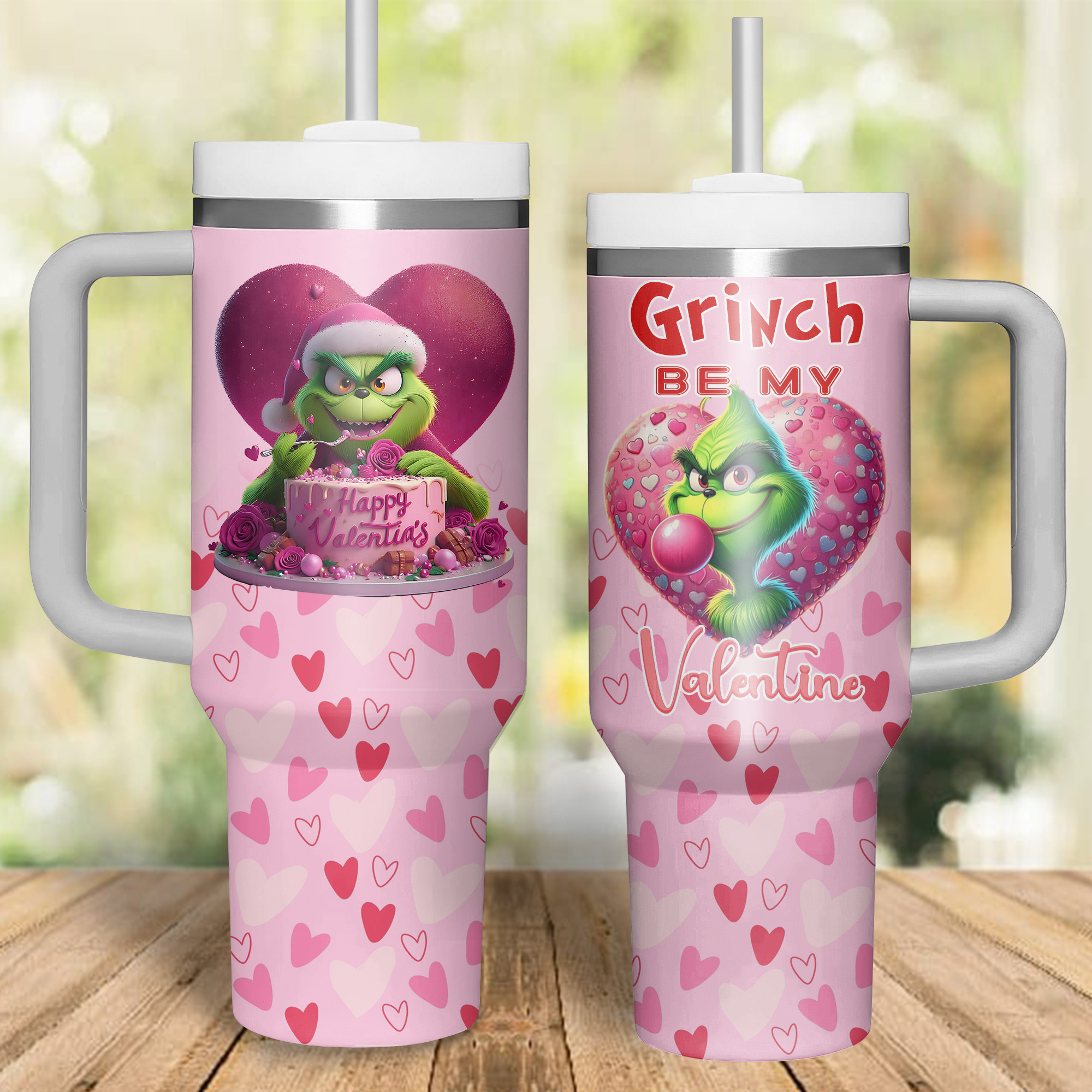The Grinch Movies Valentine Custom Stanley Quencher 40oz Stainless Steel Tumbler With Handle
