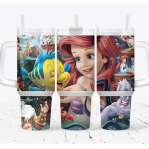 The Little Mermaid Disney Cartoon Custom Stanley Quencher 40oz Stainless Steel Tumbler With Handle