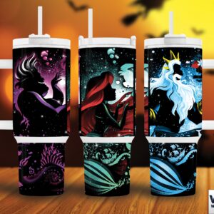 The Little Mermaid Disney Cartoon Custom Stanley Quencher 40oz Stainless Steel Tumbler With Handle
