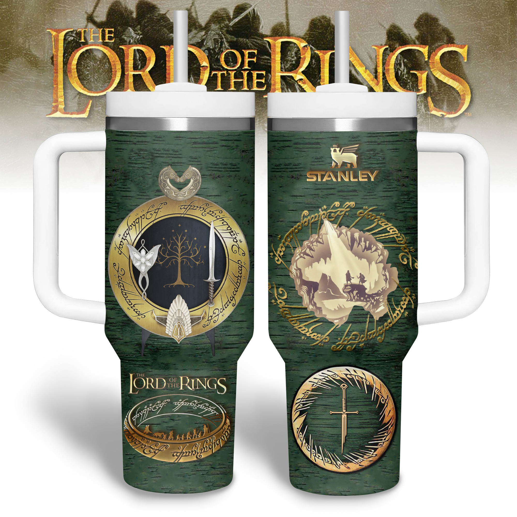 The Lord Of The Rings Movies Custom Stanley Quencher 40oz Stainless Steel Tumbler With Handle