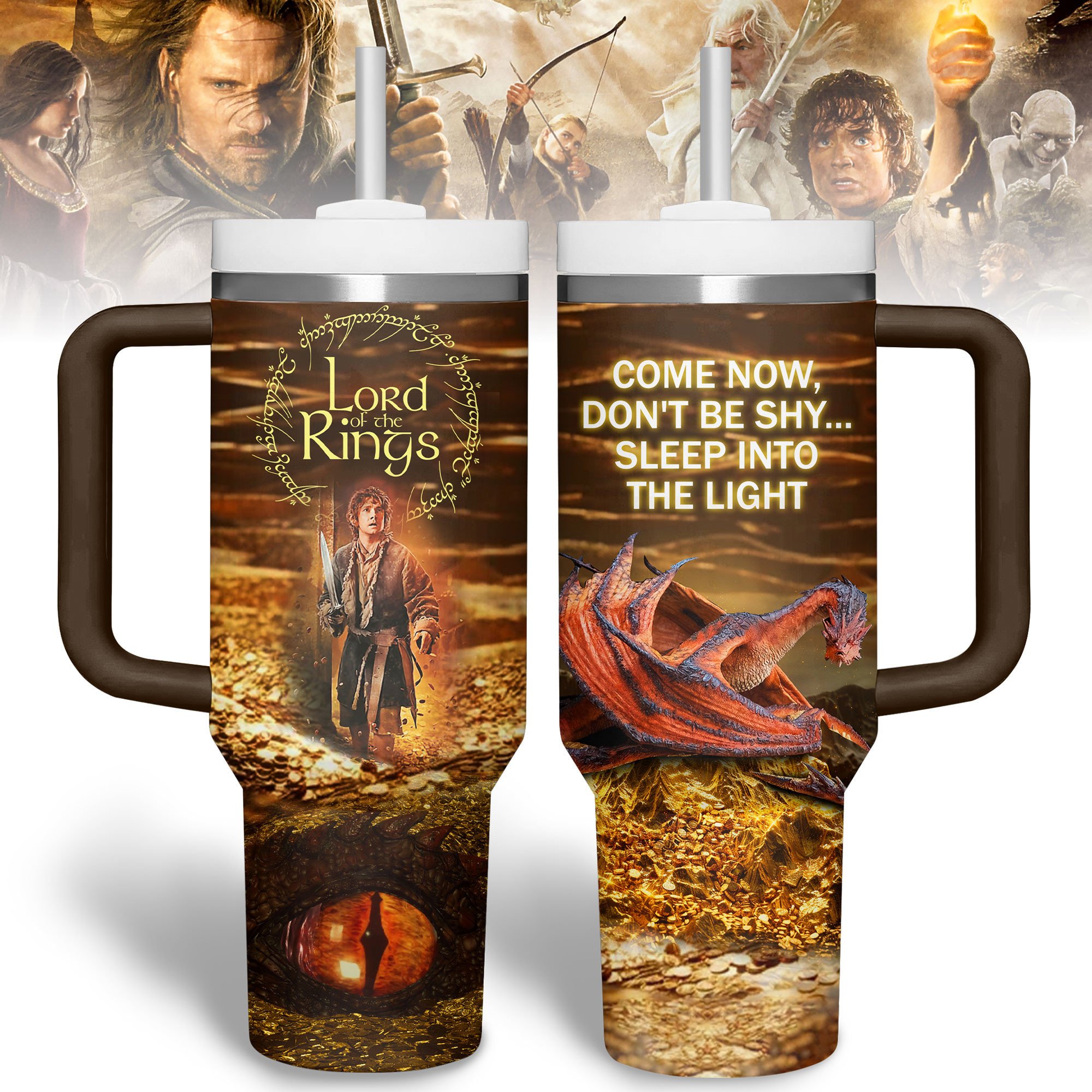 The Lord of the Rings Movies Custom Stanley Quencher 40oz Stainless Steel Tumbler With Handle