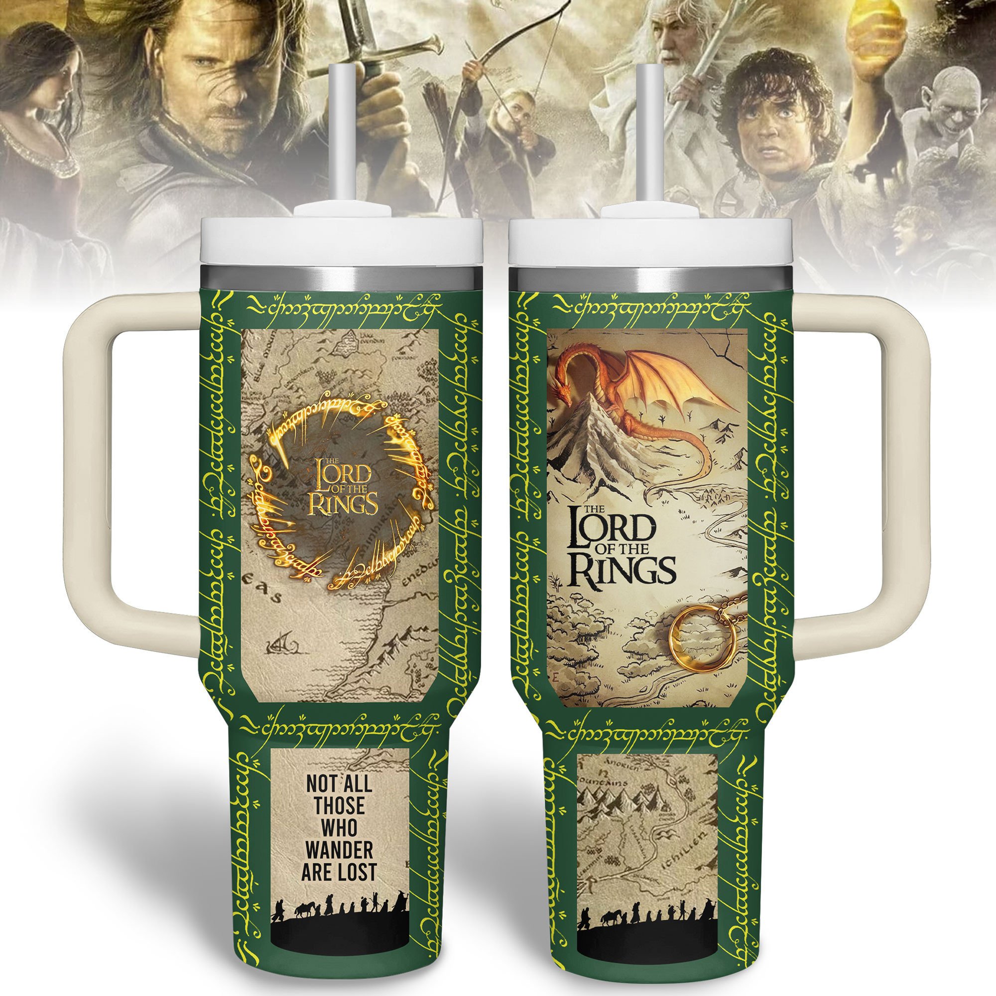 The Lord of the Rings Movies Custom Stanley Quencher 40oz Stainless Steel Tumbler With Handle