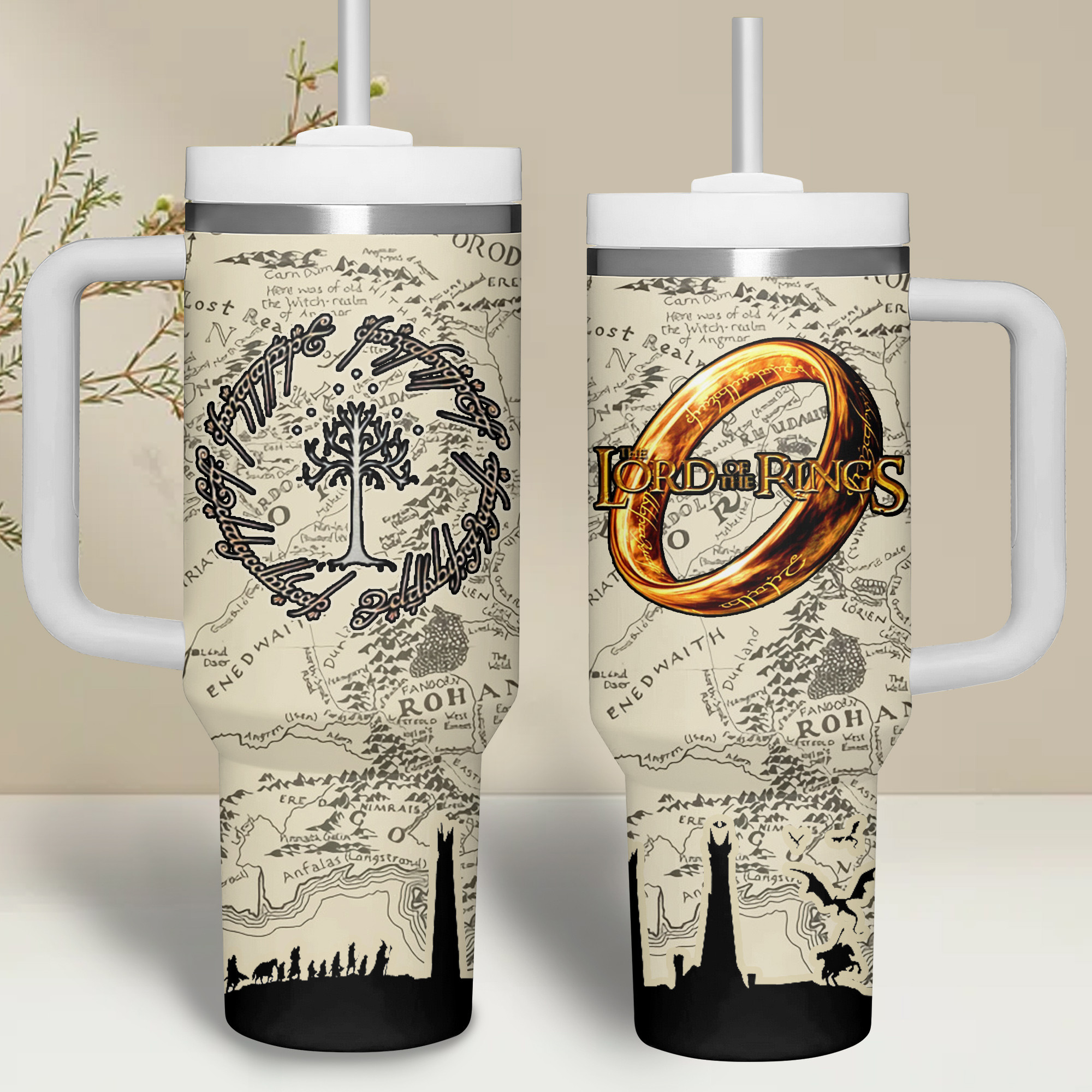The Lord of the Rings TV Series Custom Stanley Quencher 40oz Stainless Steel Tumbler With Handle