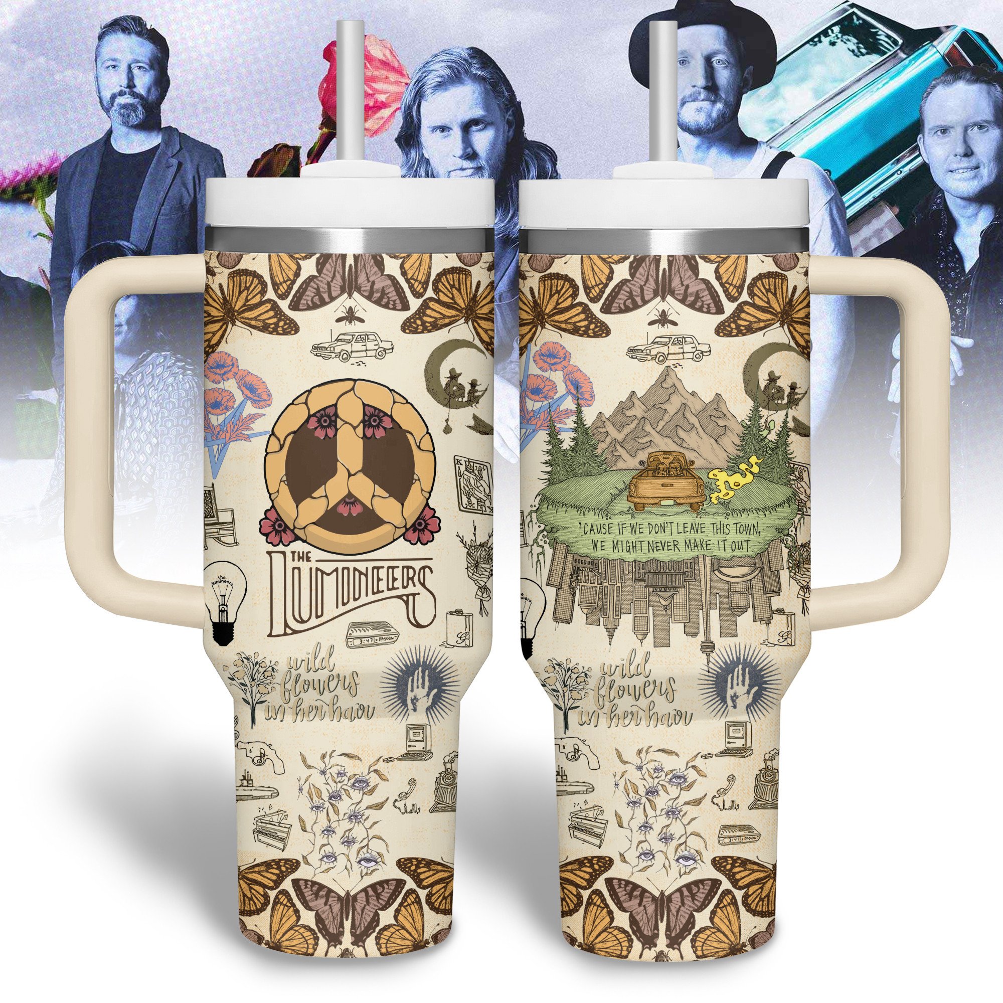 The Lumineers Music Custom Stanley Quencher 40oz Stainless Steel Tumbler With Handle
